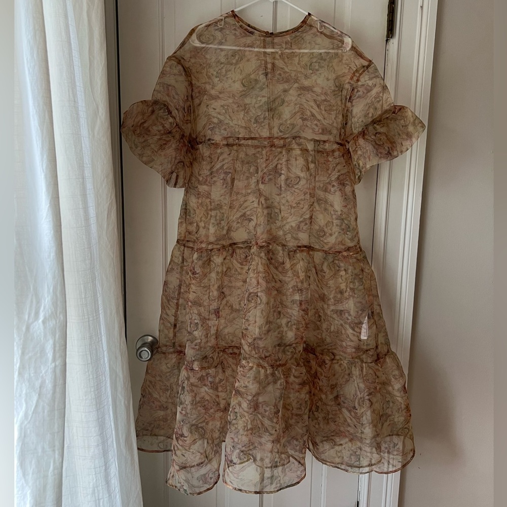 Anthropology Tiered Sheer Printed Dress